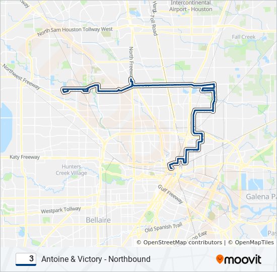 3 Route: Schedules, STops & Maps - Antoine & Victory - Northbound (Updated)