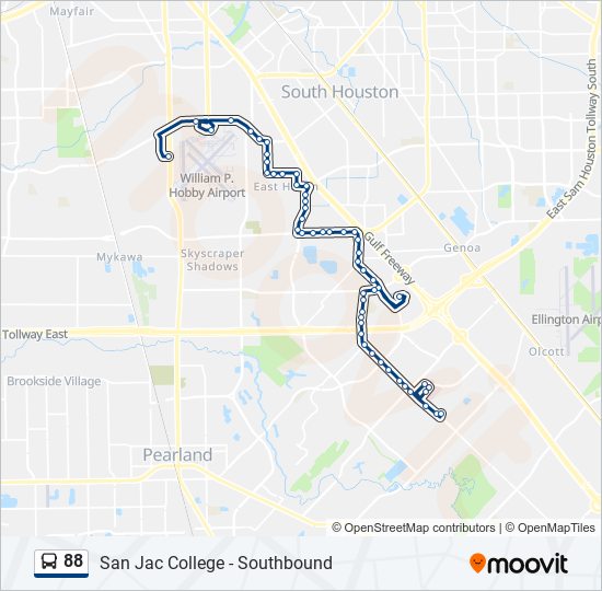 San Jac South Map 88 Route: Schedules, Stops & Maps - San Jac College - Southbound (Updated)