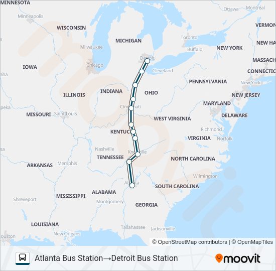 GREYHOUND US0110 Bus Line Map
