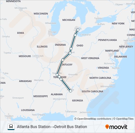 GREYHOUND US0135 Bus Line Map
