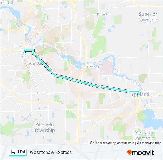 104 bus Line Map