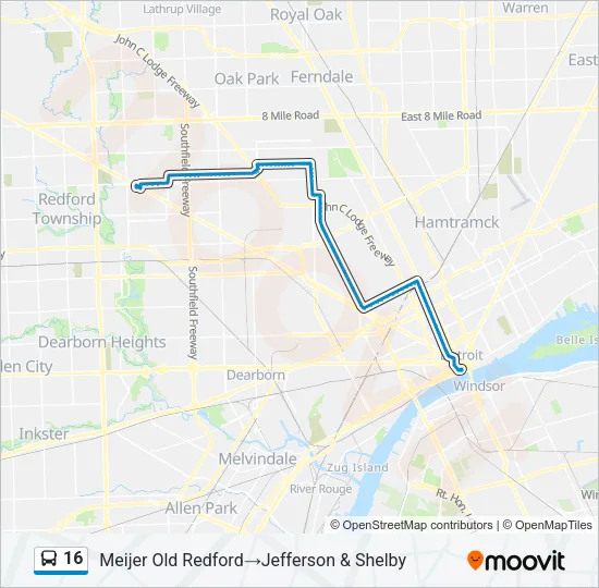 16 Bus Line Map