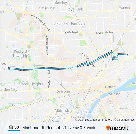 38 bus Line Map