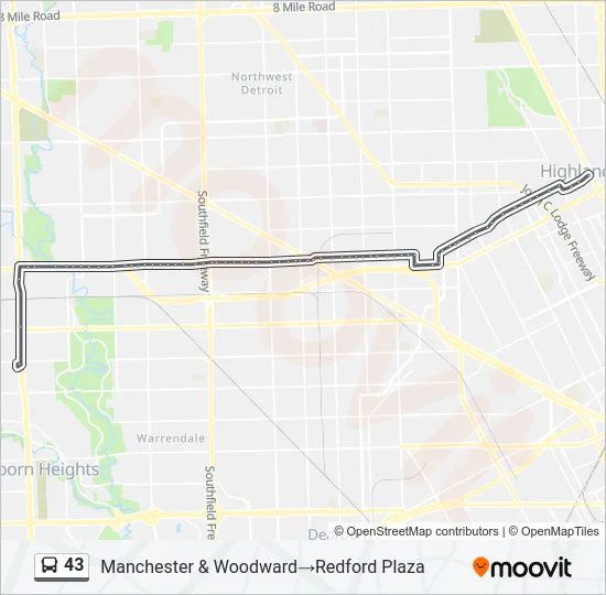 43 Bus Line Map