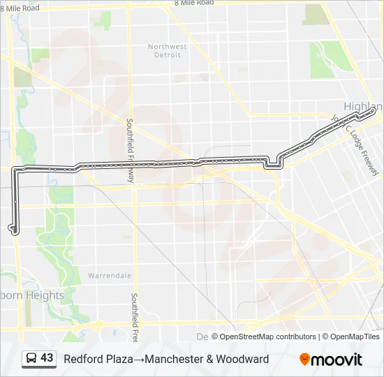 43 Bus Line Map