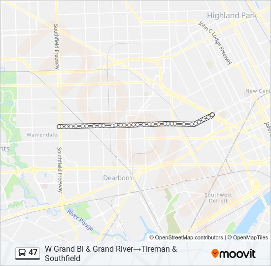47 bus Line Map
