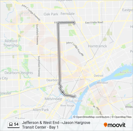 54 Bus Line Map