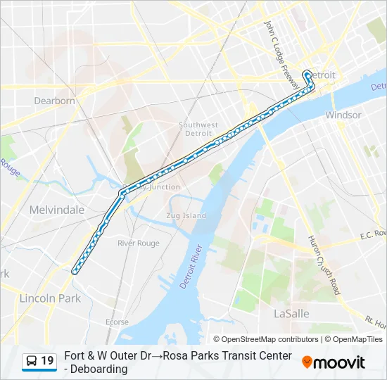 19 Bus Line Map