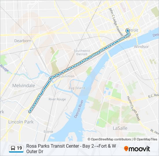 19 bus Line Map