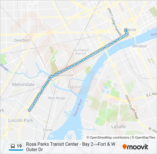 19 Bus Line Map