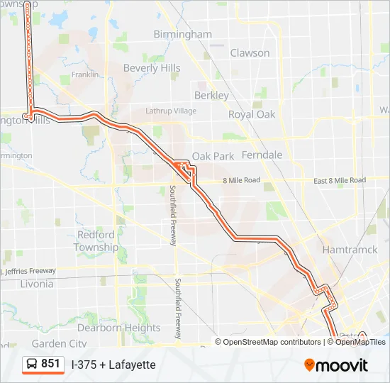 851 Bus Line Map