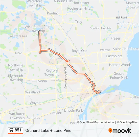 851 Bus Line Map