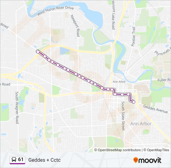 61 Bus Line Map