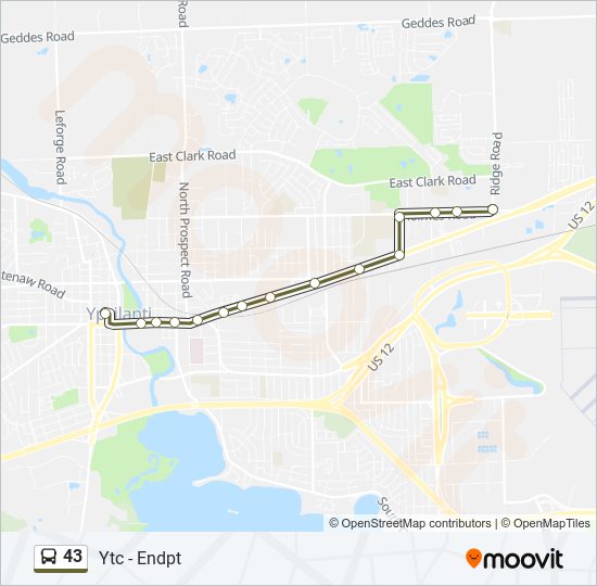 43 bus Line Map