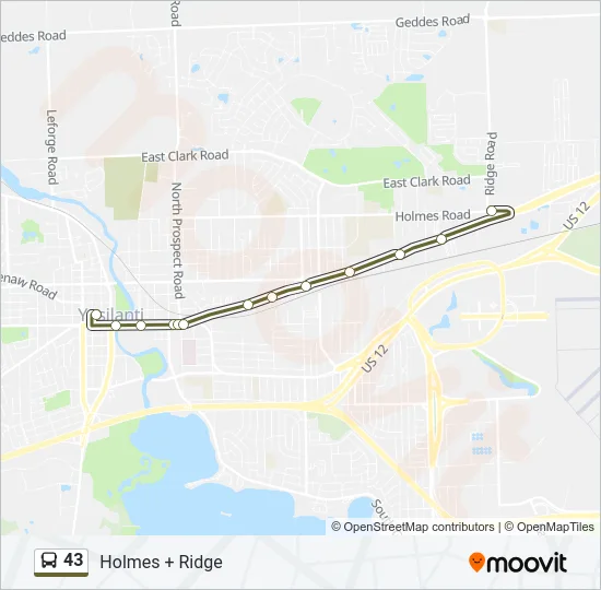 43 Bus Line Map