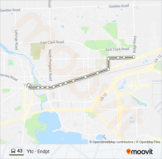 43 Bus Line Map