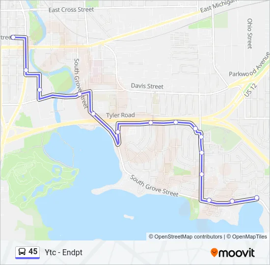 45 Bus Line Map