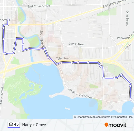 45 Bus Line Map
