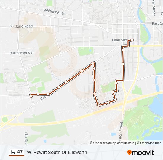 47 bus Line Map