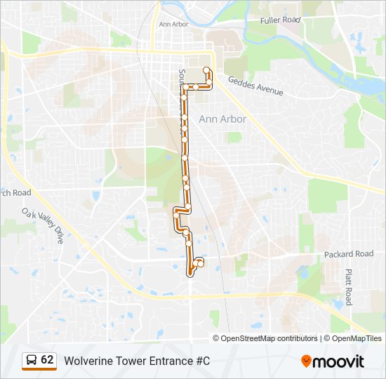 62 bus Line Map