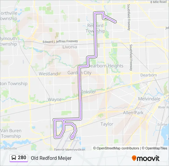 280 Bus Line Map