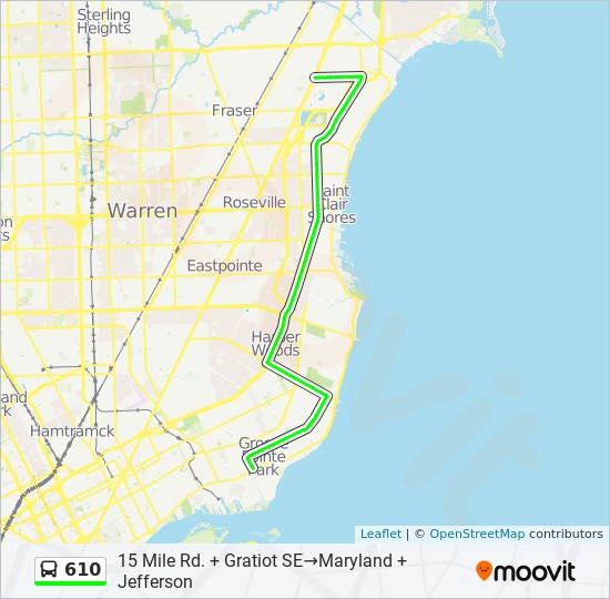 610 Route Schedules, Stops & Maps 15 Mile Rd. + Gratiot SE‎→Maryland