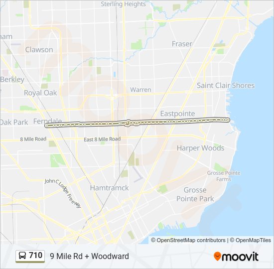 710 Route: Schedules, Stops & Maps - 9 Mile Rd + Woodward (Updated)