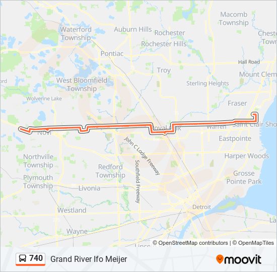 Mapa de 740 de autobús