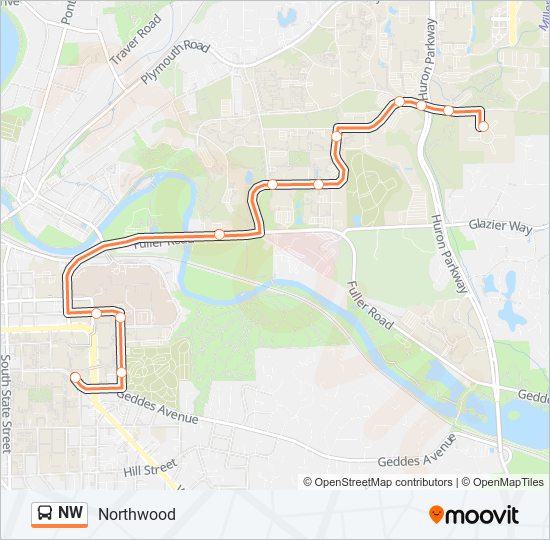 NW bus Line Map