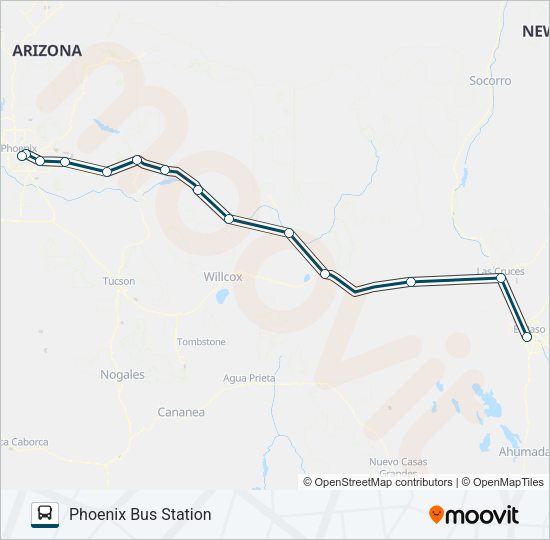 GREYHOUND US1030S Bus Line Map