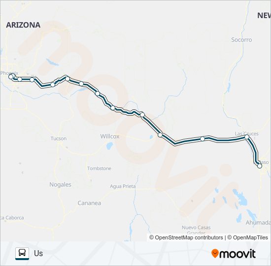 GREYHOUND US1030S bus Line Map