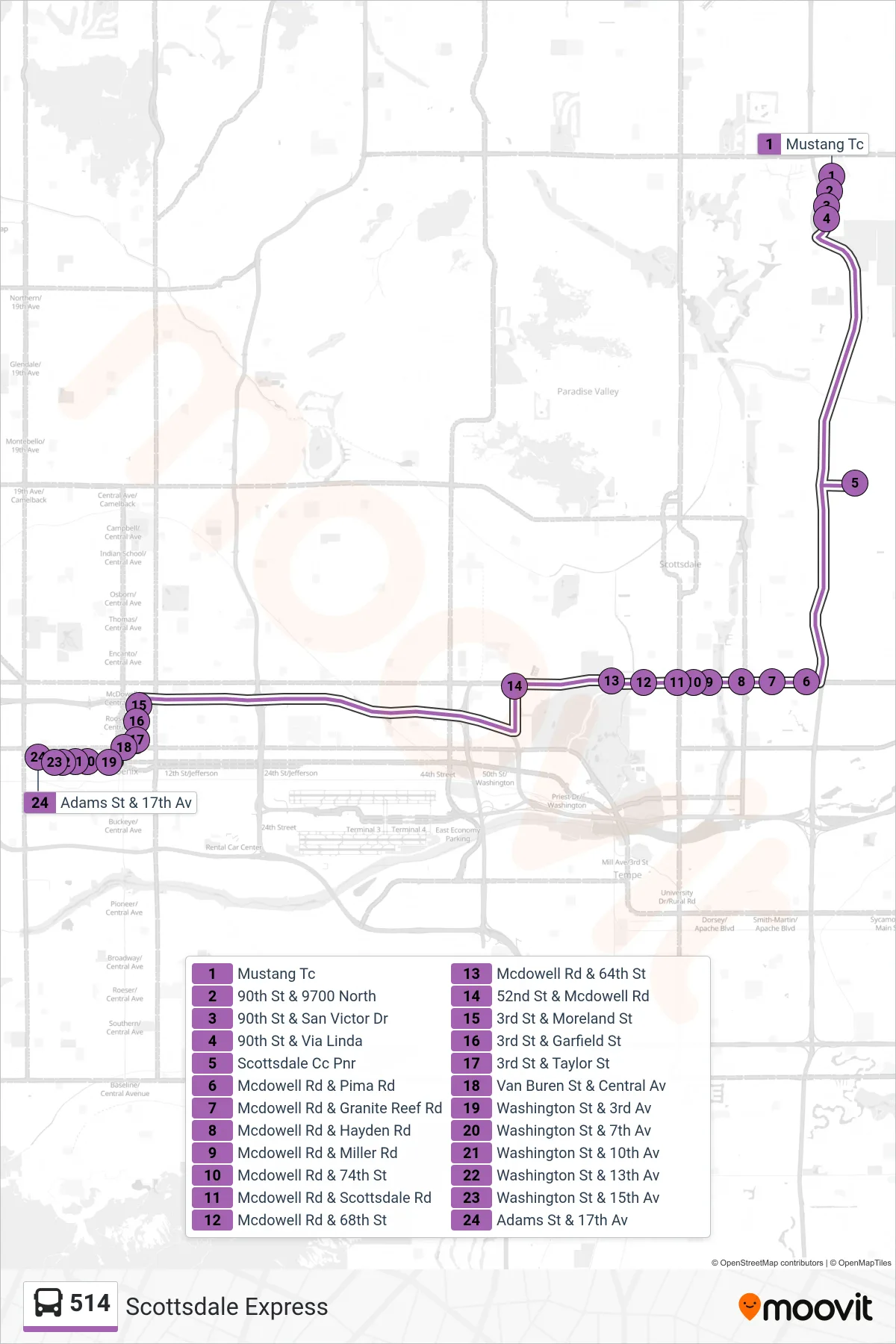 514 bus Line (State Capitol) route and stops on a map