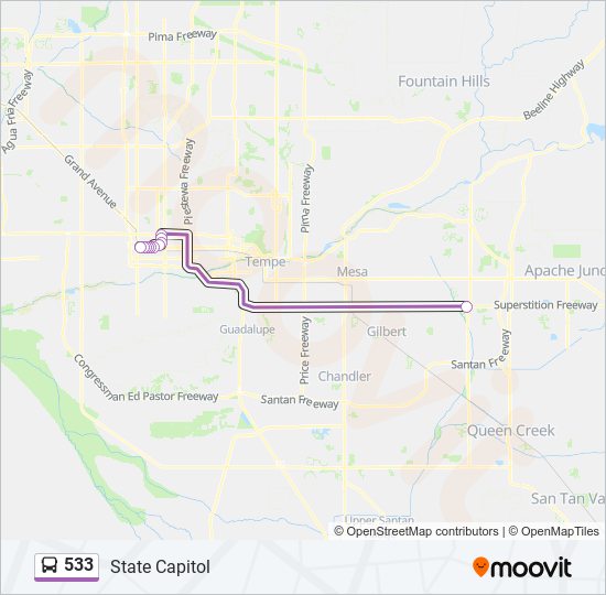 Mapa de 533 de autobús