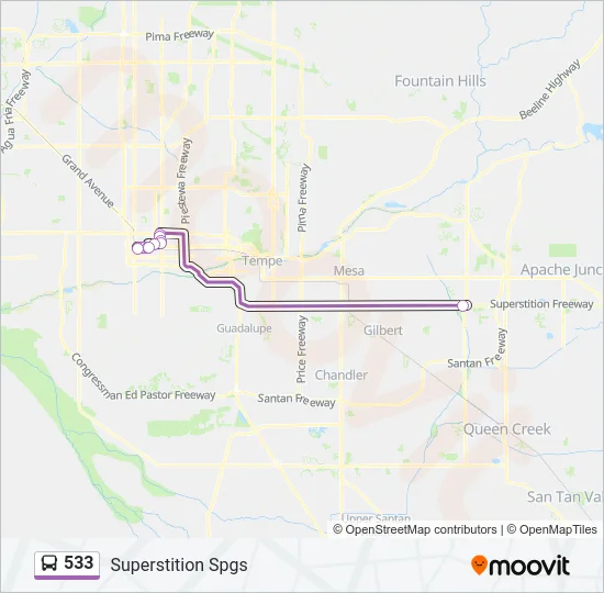 533 Bus Line Map