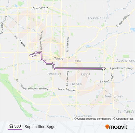 Mapa de 533 de autobús