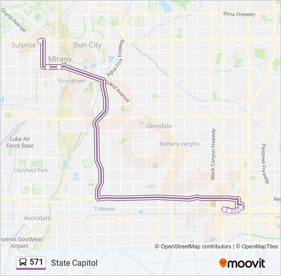 Mapa de 571 de autobús