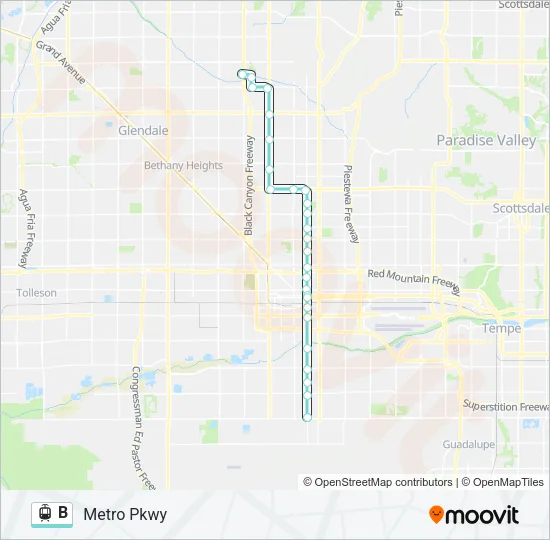 B Light Rail Line Map