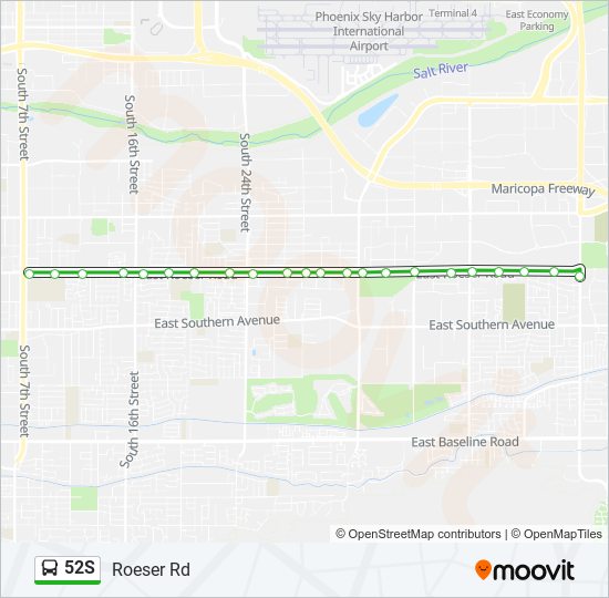 Mapa de 52S de autobús