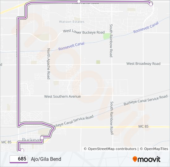 Mapa de 685 de autobús