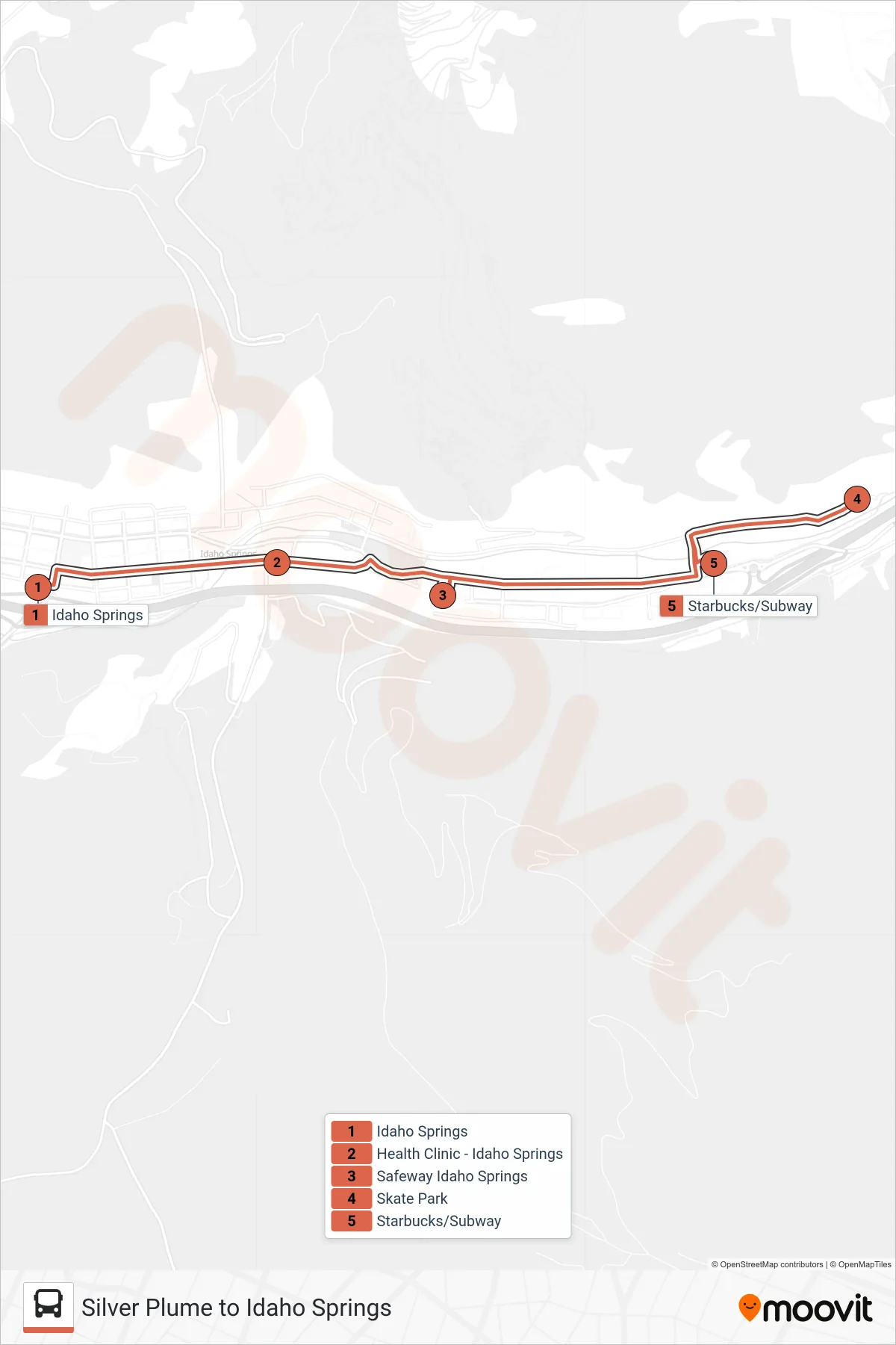 ROUNDABOUT bus Line (Starbucks/Subway) route and stops on a map