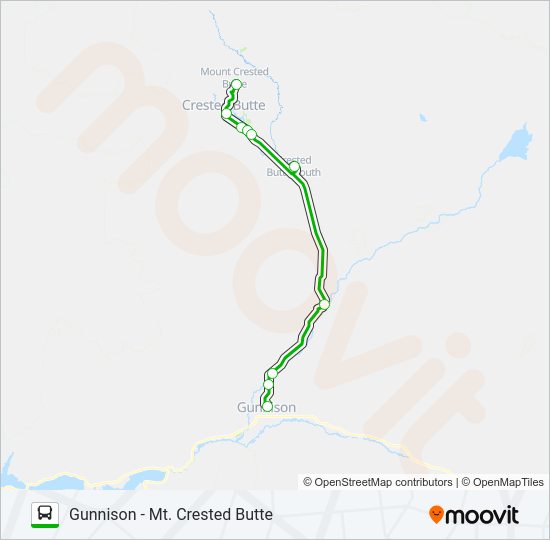 GUNNISON - MT. CRESTED BUTTE Bus Line Map