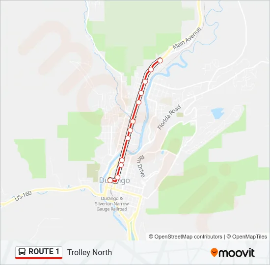 ROUTE 1 Bus Line Map