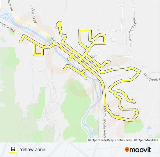 YELLOW ZONE Bus Line Map