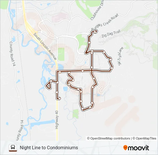 NIGHT LINE TO CONDOMINIUMS Bus Line Map