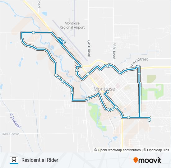 RESIDENTIAL RIDER bus Line Map