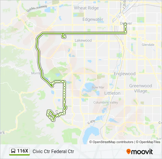 116X Bus Line Map