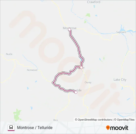 MONTROSE / TELLURIDE Bus Line Map
