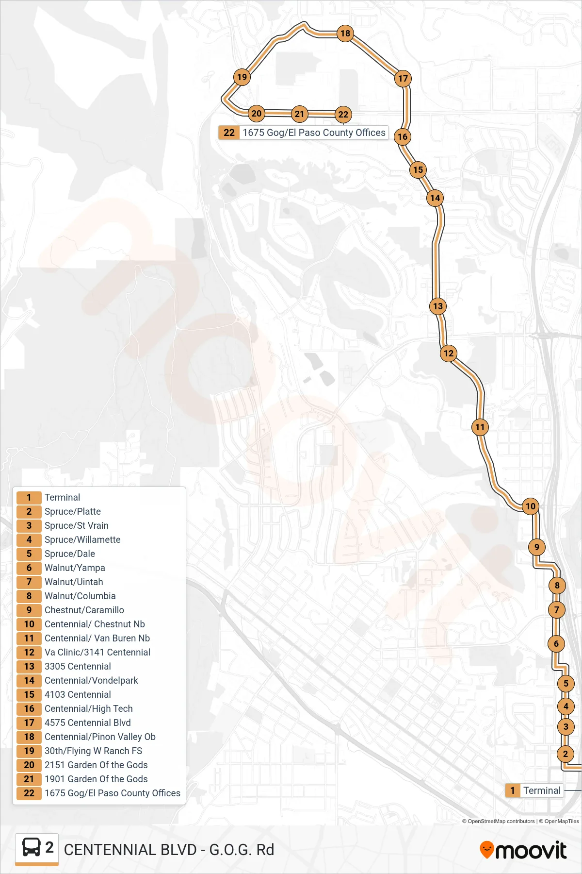 2 bus Line (Depart Downtown To Va Clinic & Epccsc) route and stops on a map
