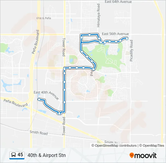 45 Bus Line Map
