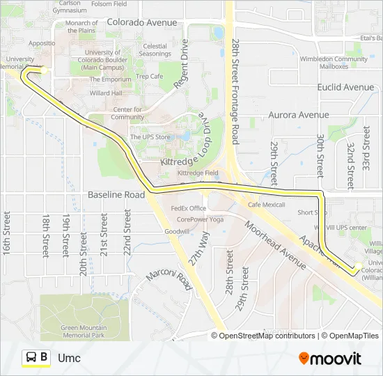 B Bus Line Map